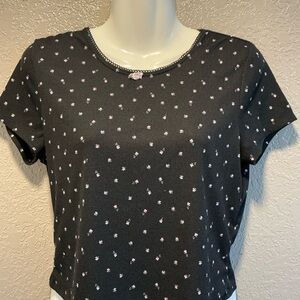 Rue21 Black Floral Short Sleeve Tee